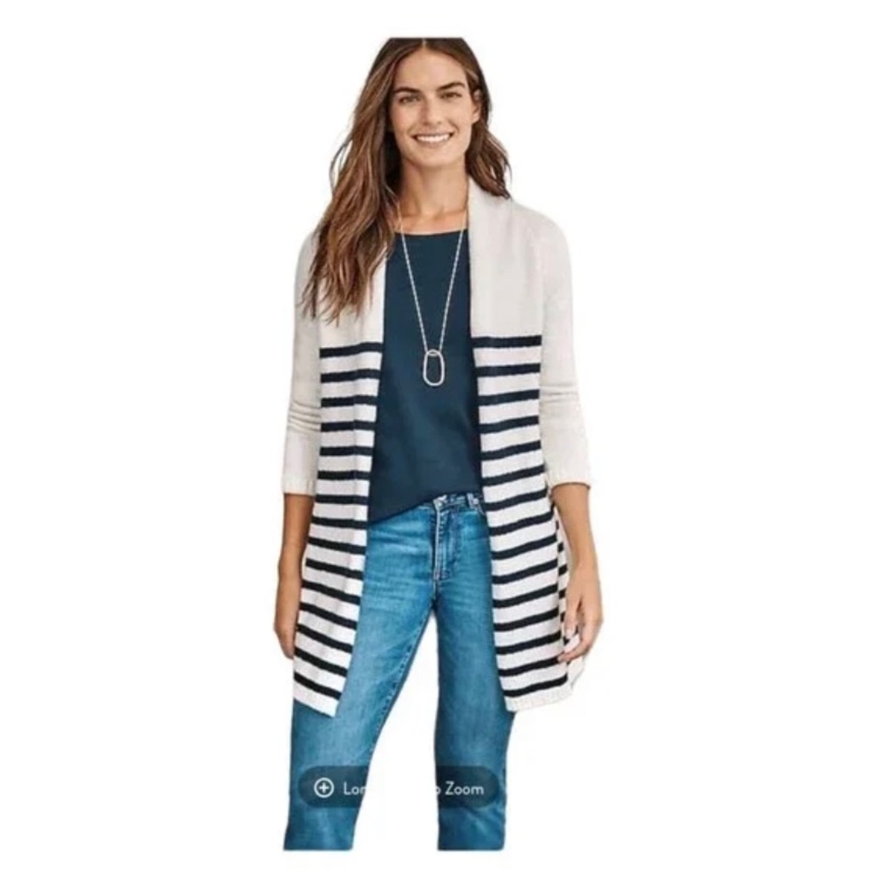 J Jill Striped‎ Open Front Cotton Cardigan, XS